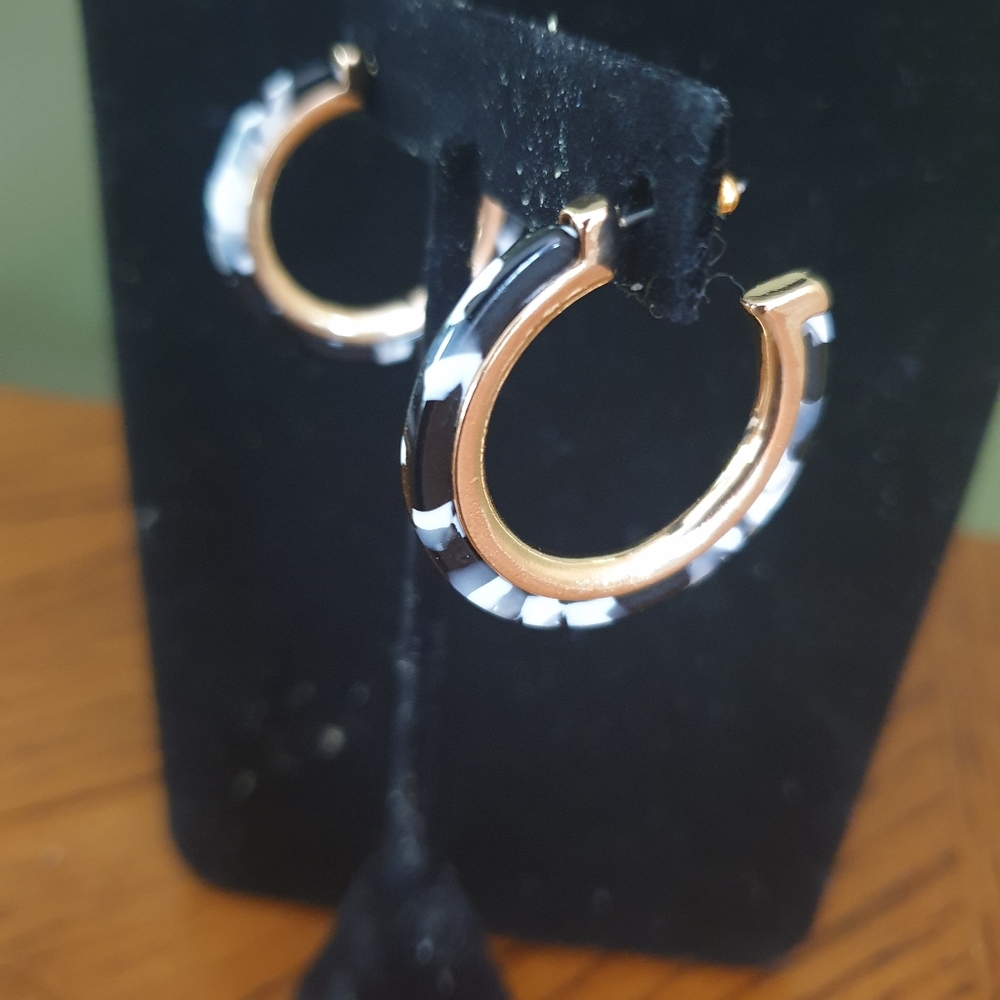 Modern Jet Hoop Earrings